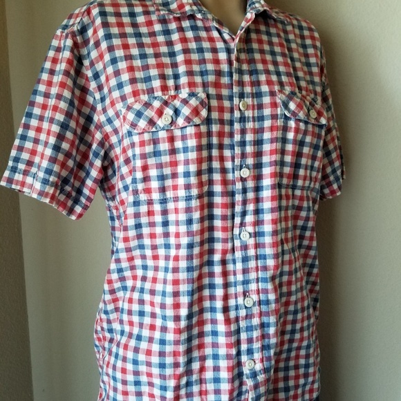 H&M LOGG Red Plaid Short Sleeve Button Up Shirt - Picture 6 of 8